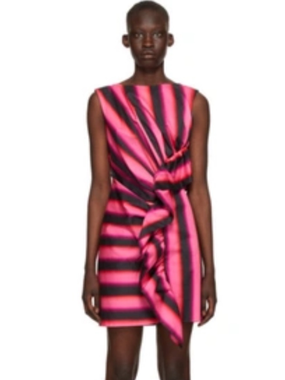 Dries Van Noten Pink & Black Len Lye Edition Gabardine Dress In Fuchsia, size 34
